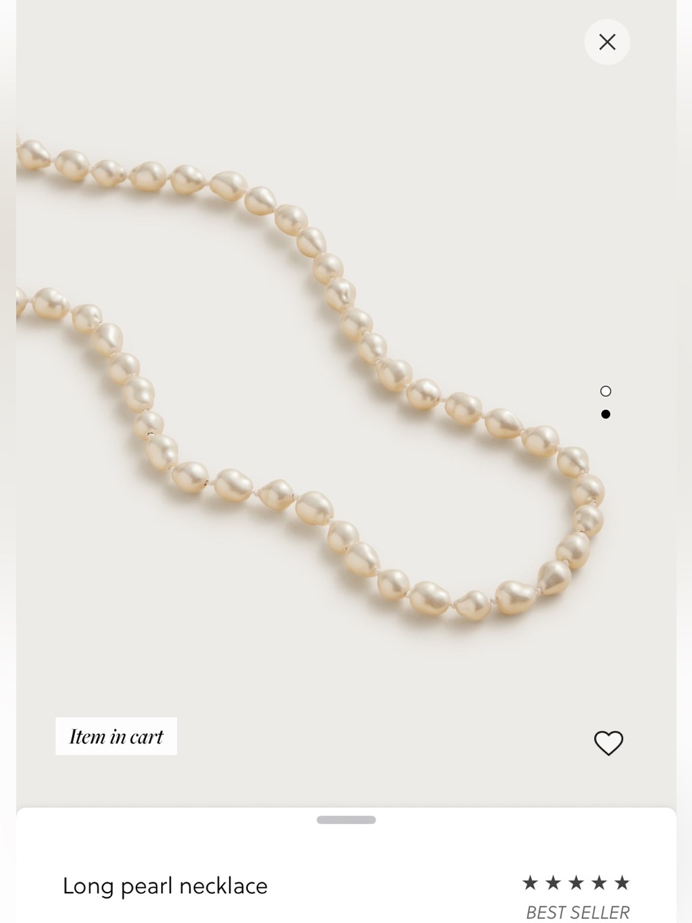 J crew Long Pearl Necklace